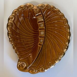 Vintage 1970’s MCM XL Funky Retro Ashtray Trinket Paisley Leaf Pottery Unique